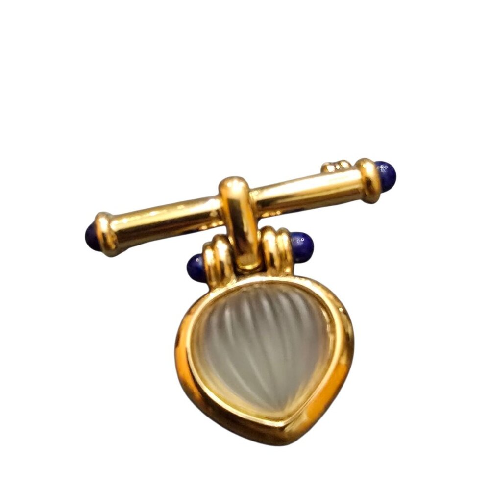 Vintage Signed Agatha Lalique 80s Heart Bar Dangling Brooch (A9256)